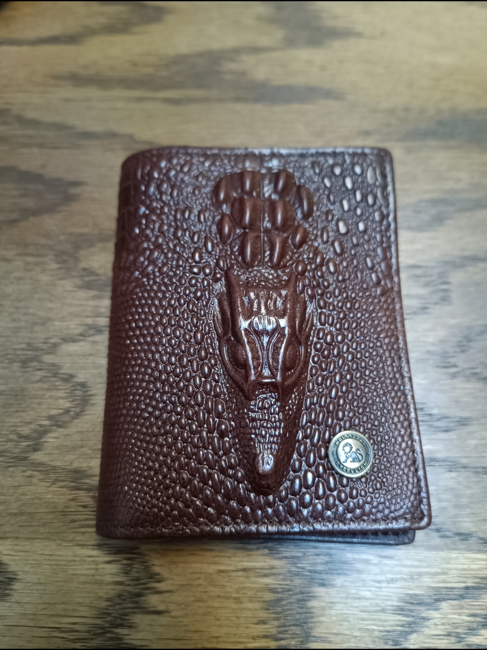 Brown Croc-Embossed Leather Men's Wallet